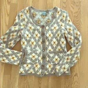 Anthropologie HWR Chunky Argyle Cardi
